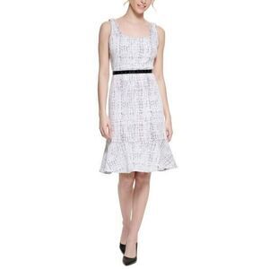 Karl Lagerfeld Paris‎ Womens B/W Knit Jacquard Sleeveless Shift Dress - Size 2